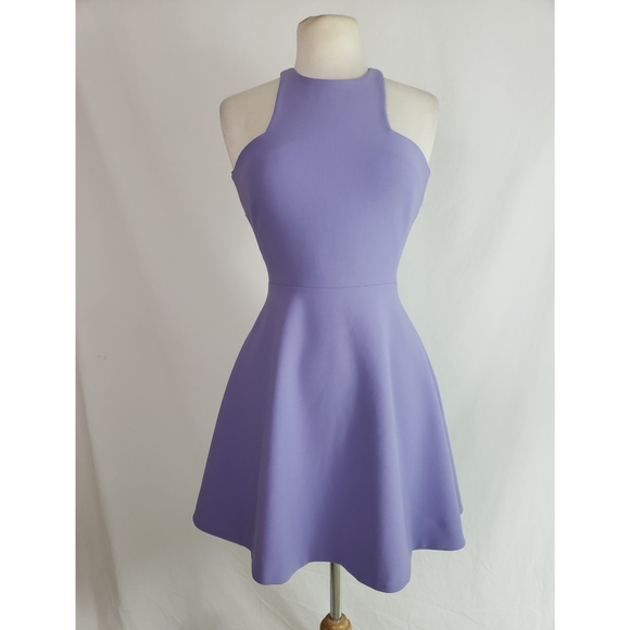 Elizabeth and James Lavender Clarissa Stretch Crepe Fit & Flare Mini Dress Sz 2 - Picture 2 of 14